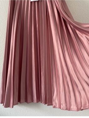 Zara Pleated Satin Midi Skirt - Rose Pink